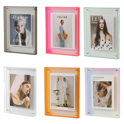 Acrylic Photo Frame Double-Sided Clear Display with Screw Mount – 16x21cm - Red.