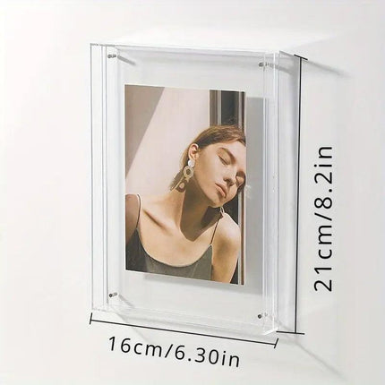 Acrylic Photo Frame Double-Sided Clear Display with Screw Mount – 16x21cm - Red.