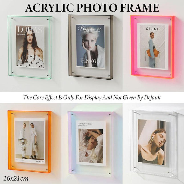 Acrylic Photo Frame Double-Sided Clear Display with Screw Mount – 16x21cm - Colorful.