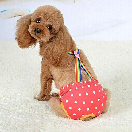 Female Pet Dog Cat Puppy Pant Menstrual Sanitary Nappy Diaper Wrap Underwear Blue - M.