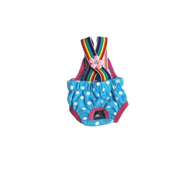 Female Pet Dog Cat Puppy Pant Menstrual Sanitary Nappy Diaper Wrap Underwear Blue - XS.