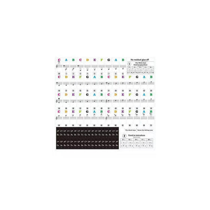 Transparent Keyboard Piano Stickers 88/61/54/49/37 Keys Sticker Note For Learner - Colourful.