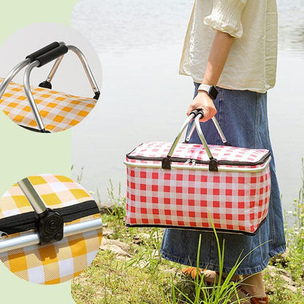 Foldable Picnic Basket Outdoor Camping Carrying Basket Portable Food Storage - Navy.