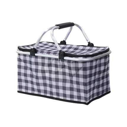 Foldable Picnic Basket Outdoor Camping Carrying Basket Portable Food Storage - Navy.