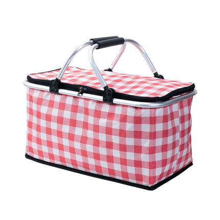 Foldable Picnic Basket Outdoor Camping Carrying Basket Portable Food Storage - Navy.