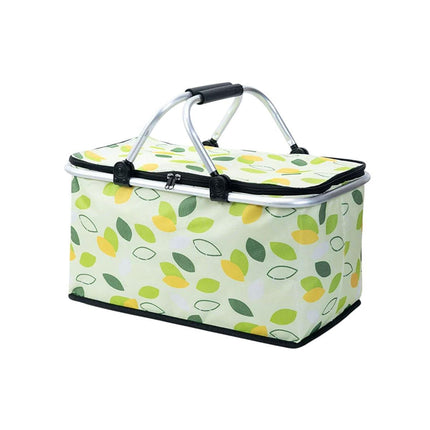 Foldable Picnic Basket Outdoor Camping Carrying Basket Portable Food Storage - Navy.