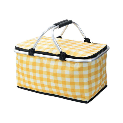 Foldable Picnic Basket Outdoor Camping Carrying Basket Portable Food Storage - Navy.