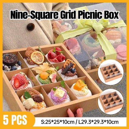 5PCS Kraft Paper Lunch Boxes Picnic Camping Food Containers Bento Sushi Packing - L-5Pcs.