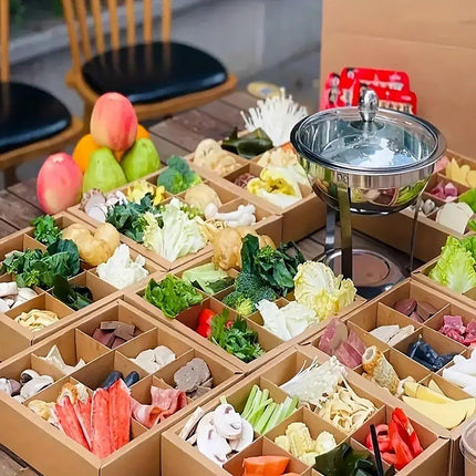 5PCS Kraft Paper Lunch Boxes Picnic Camping Food Containers Bento Sushi Packing - L-5Pcs.