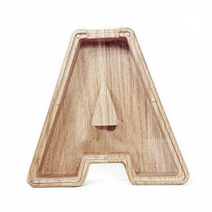 Wooden Piggy Bank Funny Letter or Guitar Coin Saving Money Box A–Z Gift Idea - I.