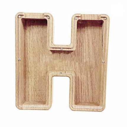 Wooden Piggy Bank Funny Letter or Guitar Coin Saving Money Box A–Z Gift Idea - I.