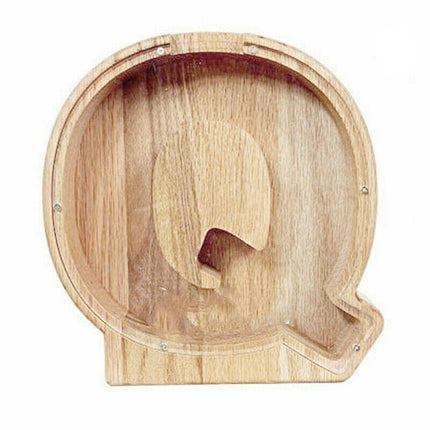 Wooden Piggy Bank Funny Letter or Guitar Coin Saving Money Box A–Z Gift Idea - I.