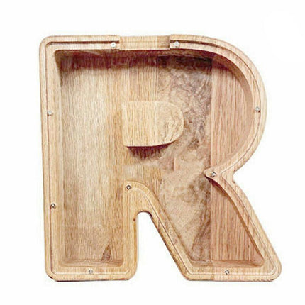 Wooden Piggy Bank Funny Letter or Guitar Coin Saving Money Box A–Z Gift Idea - I.