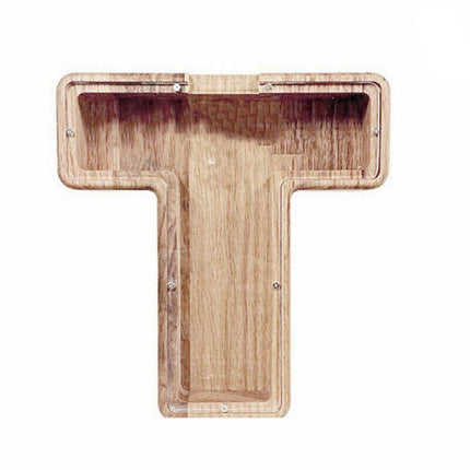Wooden Piggy Bank Funny Letter or Guitar Coin Saving Money Box A–Z Gift Idea - I.