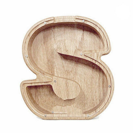 Wooden Piggy Bank Funny Letter or Guitar Coin Saving Money Box A–Z Gift Idea - U.