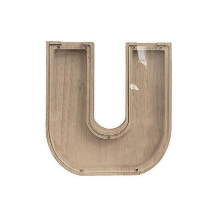 Wooden Piggy Bank Funny Letter or Guitar Coin Saving Money Box A–Z Gift Idea - U.