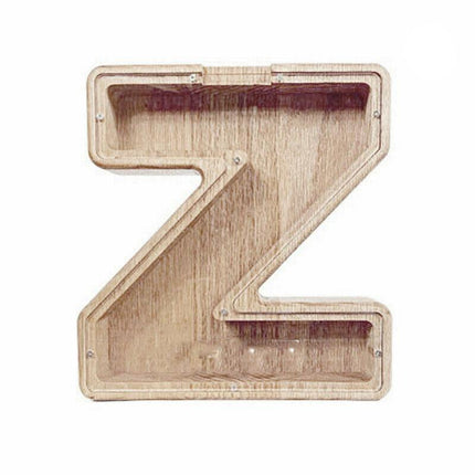 Wooden Piggy Bank Funny Letter or Guitar Coin Saving Money Box A–Z Gift Idea - U.