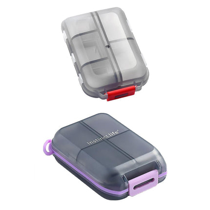 Small Pill Case Vitamin Holder Container 6/10Compartments Double Layer Holder - Purple-6 Grids.