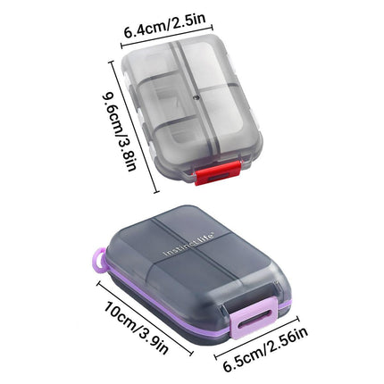 Small Pill Case Vitamin Holder Container 6/10Compartments Double Layer Holder - Purple-6 Grids.