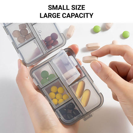 Small Pill Case Vitamin Holder Container 6/10Compartments Double Layer Holder - Purple-6 Grids.