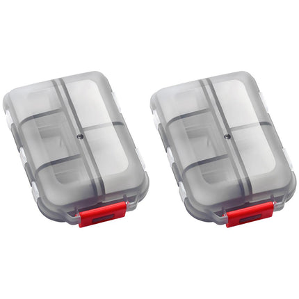 Small Pill Case Vitamin Holder Container 6/10Compartments Double Layer Holder - Purple-6 Grids.