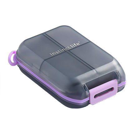 Small Pill Case Vitamin Holder Container 6/10Compartments Double Layer Holder - Purple-6 Grids.
