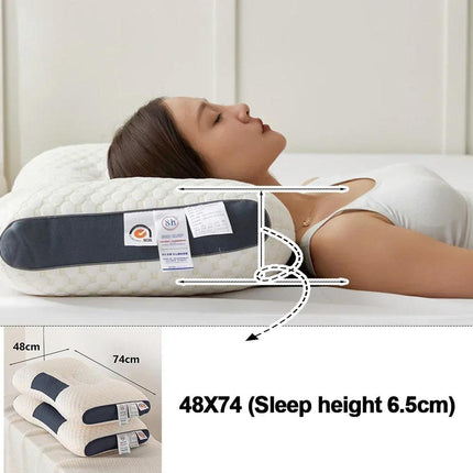 Ergonomic Contour Pillow Knitted Cotton Filling Neck Support for All Sleepers - 1PC.
