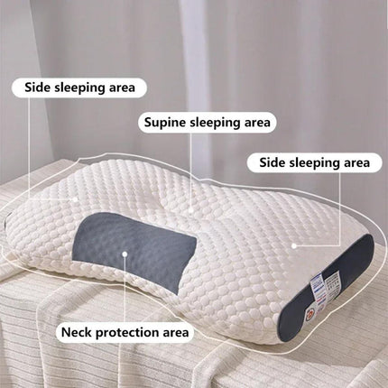 Ergonomic Contour Pillow Knitted Cotton Filling Neck Support for All Sleepers - 1PC.