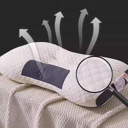 Ergonomic Contour Pillow Knitted Cotton Filling Neck Support for All Sleepers - 1PC.
