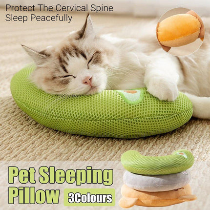 Dog Pet U Shaped Pillow Cartoon Breathable Cat Sleeping Cushion for All Seasons - Brown.