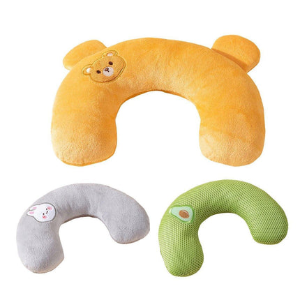 Dog Pet U Shaped Pillow Cartoon Breathable Cat Sleeping Cushion for All Seasons - Brown.