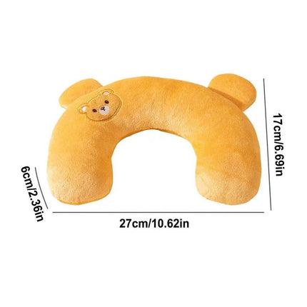 Dog Pet U Shaped Pillow Cartoon Breathable Cat Sleeping Cushion for All Seasons - Brown.