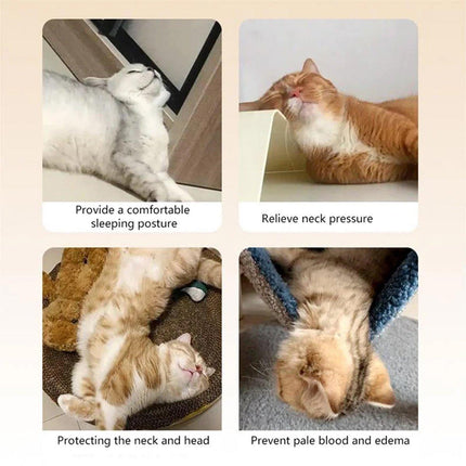 Dog Pet U Shaped Pillow Cartoon Breathable Cat Sleeping Cushion for All Seasons - Brown.