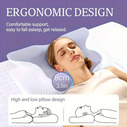 Memory Foam Butterfly Neck Pillow for Enhanced Comfort and Sleep Positioning.