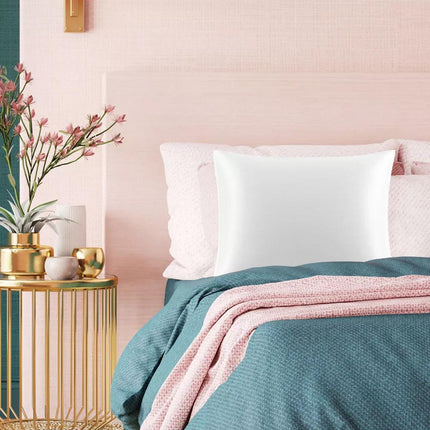 Silk Envelope Pillowcase Soft Satin Protective Cover for Bed Sleep Comfort - White.
