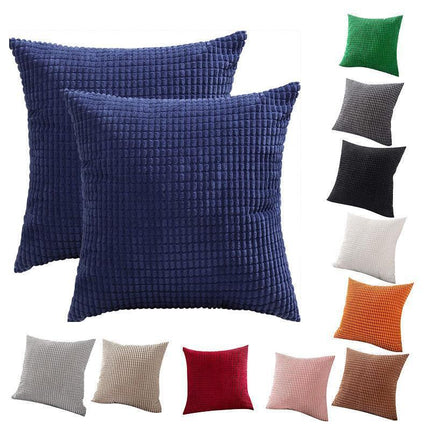 45X45 Plain Solid Colour Cushion Cover Decorative Pillow Case Home Multicoloured - Black.