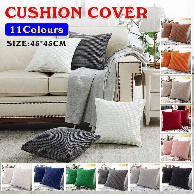 45X45 Plain Solid Colour Cushion Cover Decorative Pillow Case Home Multicoloured - Light Grey.