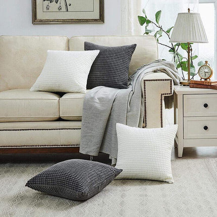 45X45 Plain Solid Colour Cushion Cover Decorative Pillow Case Home Multicoloured - White.