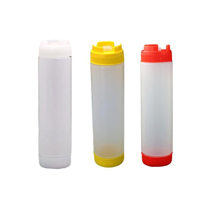 16oz Plastic Sauce Dispenser Bottles Large Capacity Double-ended Squeeze Bottles - Red.