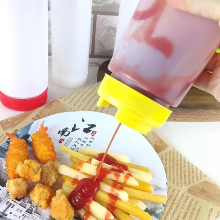 16oz Plastic Sauce Dispenser Bottles Large Capacity Double-ended Squeeze Bottles - Red.