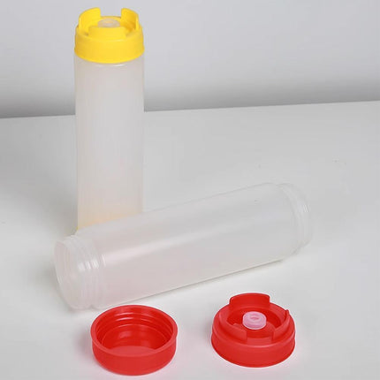 16oz Plastic Sauce Dispenser Bottles Large Capacity Double-ended Squeeze Bottles - Red.