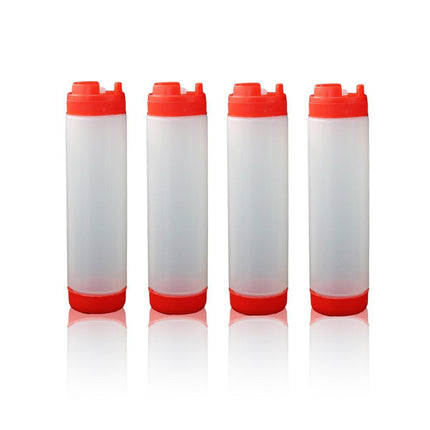 16oz Plastic Sauce Dispenser Bottles Large Capacity Double-ended Squeeze Bottles - Red.