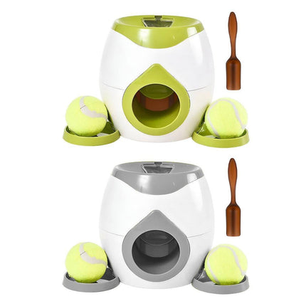 Interactive Dog Toy Tennis Feeder Machine for Training and Treat Rewards - Green.