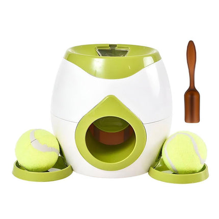 Interactive Dog Toy Tennis Feeder Machine for Training and Treat Rewards - Grey.