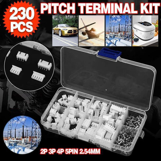 230PCS/Box XH 2.54 2p 3p 4p 5pin 2.54mm Pitch Terminal Kit JST Connector C3.