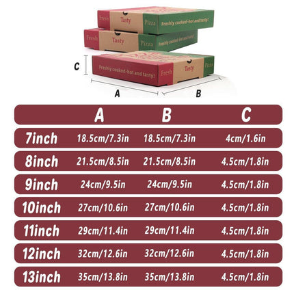 50pcs Pizza Packing Boxes Folding Box Durable Food Storage Containers Colourful - 11inch.