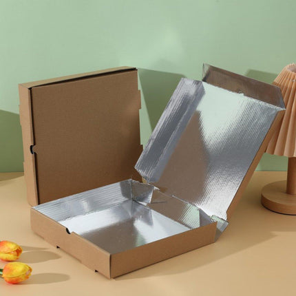 50pcs Aluminum Foil Pizza Packaging Paper Boxes Durable Food Storage Containers - 11inch.