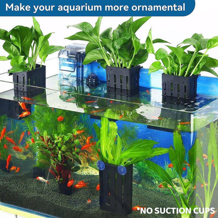 Hydroponic Plant Storage Rack Fish Tank Decoration Square Aquarium Basket Holder - White.