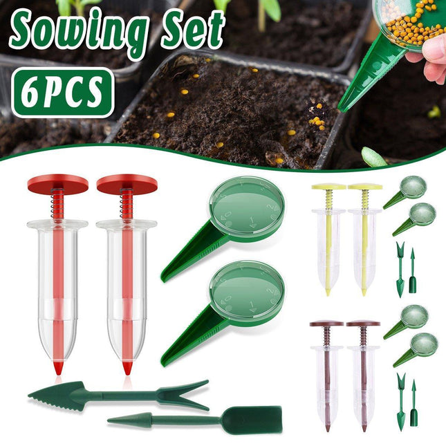 6PCS Garden Seeder Set Mini Seed Planting Tools Manual Seeder for Gardening - Coffee.