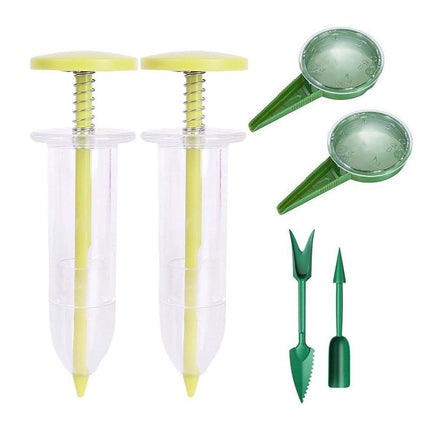 6PCS Garden Seeder Set Mini Seed Planting Tools Manual Seeder for Gardening - Yellow Green.